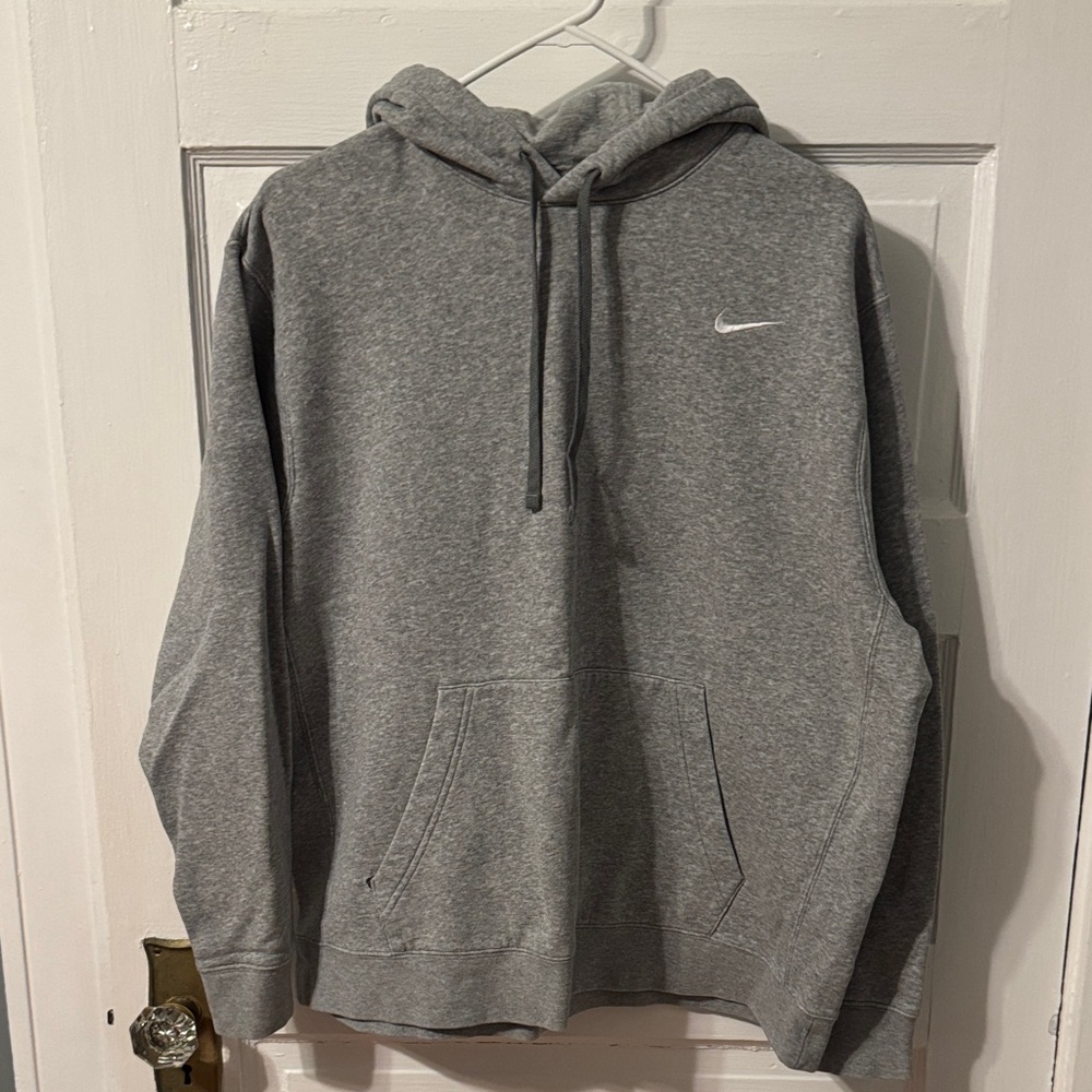 Nike Gray Pullover Hoodie with White Swoosh